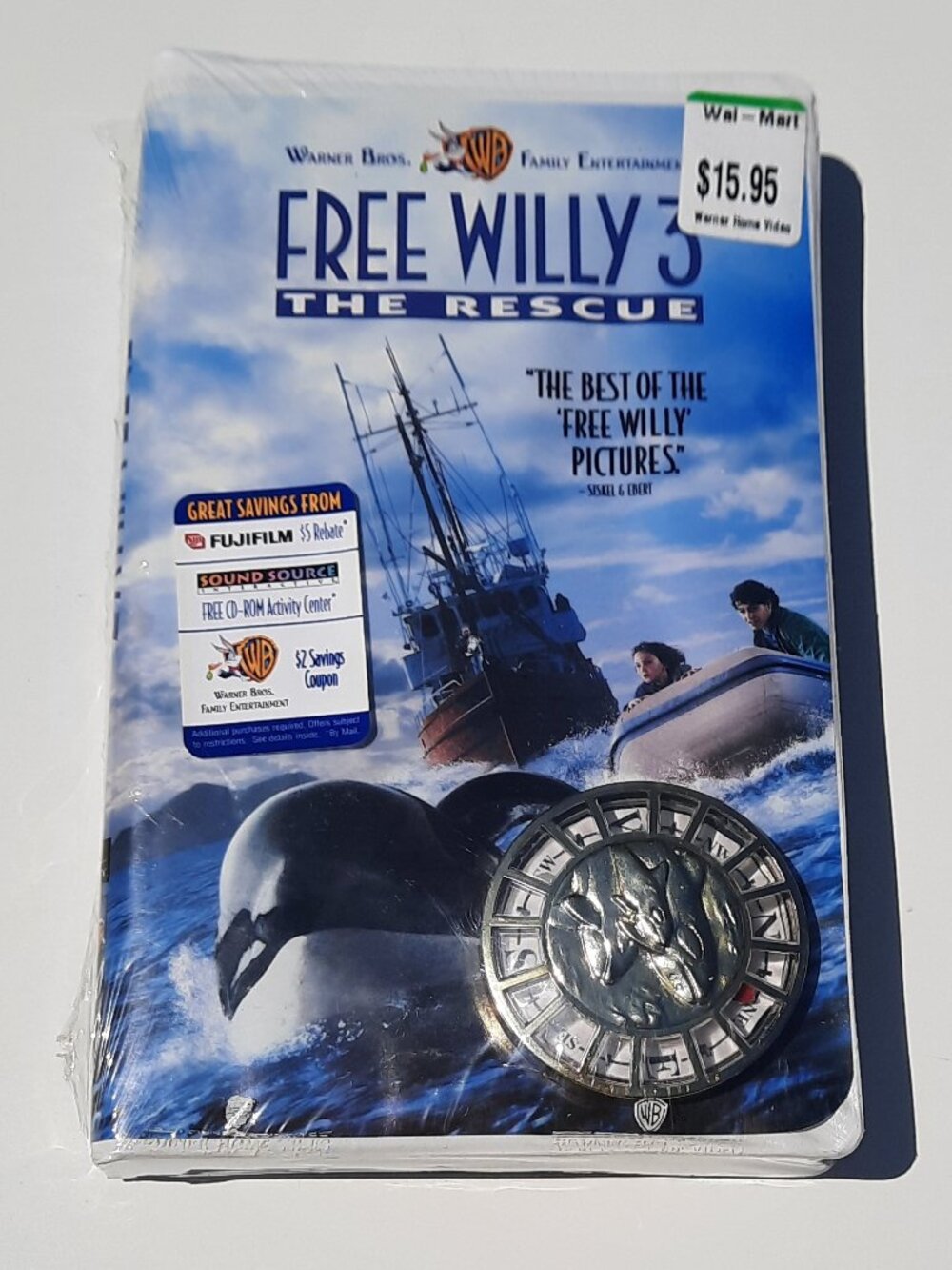 Sealed Free Willy 3 The Rescue VHS 1997 Clamshell w/ Compass Promo